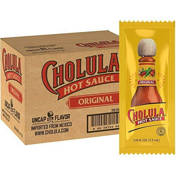 Cholula Original Hot Sauce Packets, One 200 Count with Mexican Peppers and Signature Spice Blend, Perfect Single-Serve Size for Delivery and Takeout