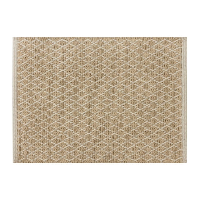 Better Homes & Gardens Cotton Diamond 2 Piece Bath Rug Set, Tan, 17" x 24" & 20" x 30"