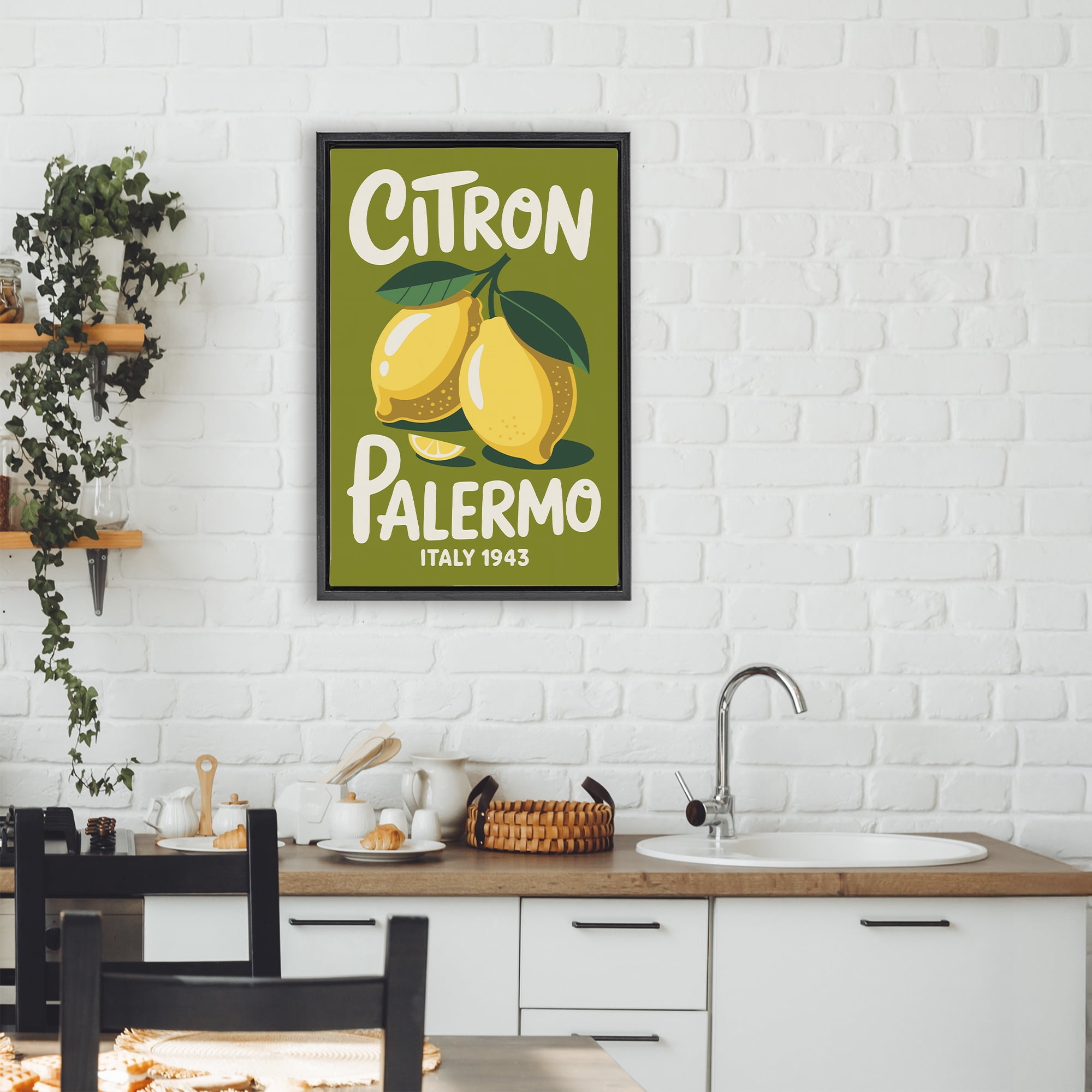 Stupell Industries Citron Palermo Lemons Black Framed Floater Canvas Wall Art, design by Andreas Magnusson