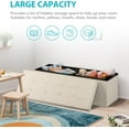 thumbnail image 6 of QRKD Storage Ottoman Bench, 43 Inches Folding Ottoman Foot Rest, Storage Chest with Padded Seat, End of Bed Bench for Living Room Bedroom Entryway, Load 660 lbs, 15" x 43" x 15" Beige, 6 of 15
