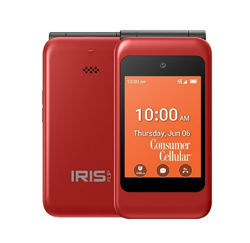 Open Box Iris Easy Flip 2.8" 8GB Storage Red Consumer Cellular Prepaid Cellphone