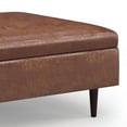 thumbnail image 5 of Shay 38 inch Wide Mid-Century Large Square Coffee Table Storage Ottoman in Distressed Saddle Brown Vegan Leather, 5 of 8