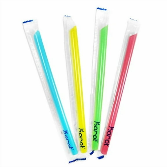 9" Boba Straws Mixed Colors (Wrapped) - 1600pcs/Case by Karat