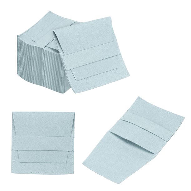 Uxcell 40 Pcs Bolsa de Joyería de Microfibra 2.7× 2.5 Pulgadas, Azul Claro