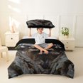 thumbnail image 2 of Castle Fairy Wildlife Raccoon Twin Duvet Cover,Rough Tree Hollow Twin Bedding,Brown Gray Green,Black Reversible,2pcs,No Comforter,1 Duvet Cover and 1 Pillowcase, 2 of 6