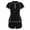 Black, variant on Kilaqueen Short Sleeve Rash Guard for Women - 2 Piece Swimsuit UPF 50 Zipper Swim Shirts with Built in Bra and Shorts Set
