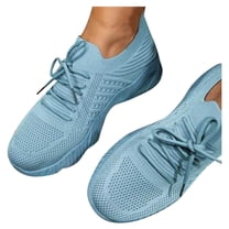 LOVZFMLL Women's Sneakers Tennis Running Walking Shoes Lace-Up Comfort Breathable Lightweight Casual for Travel Gym Work Light blue 9