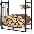 thumbnail image 1 of 30'' Firewood Rack W/ 4 Tool Set Kindling Holders, Indoor Outdoor Steel Fireplace Wood Organizer, Easy Set-up Log Storage Stacker for Stove, Fire Pit, 1 of 9