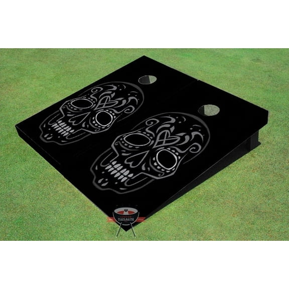 Dia De Los Muertos Negra Themed Cornhole Board Set