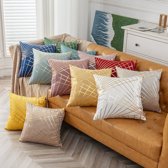 Cushion Cases Decorative Gold Foil Geometric Pattern Throw Pillow Covers for Modern homes Couch Sofa Bedroom Living Room