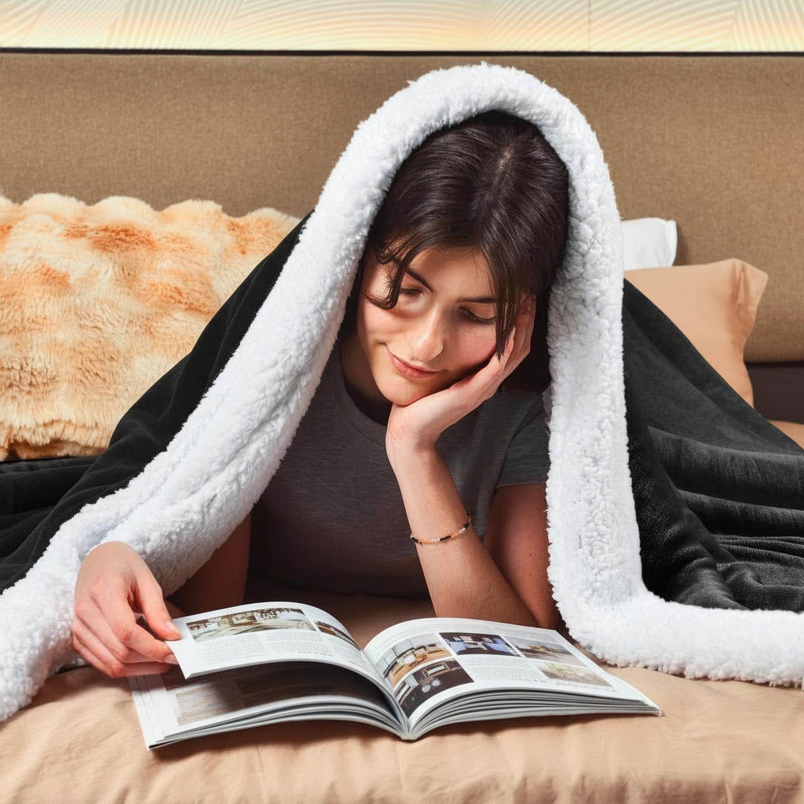 Sherpa Fleece Blanket Extra Warm Heavy Thick 500gsm Plush Soft