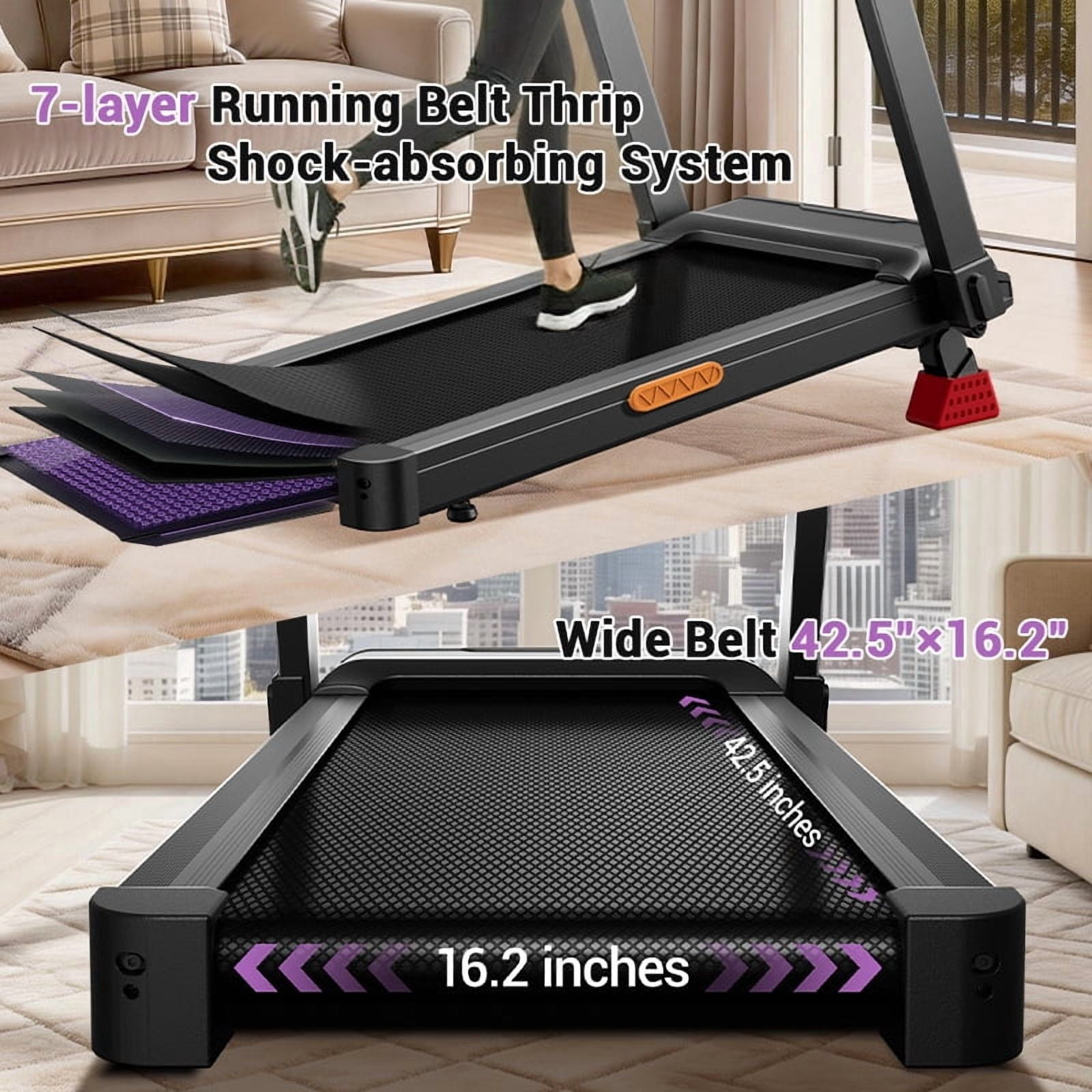 LEZEE 20% Maunal Incline Treadmill, Foldable Home Treadmill with Quiet 3.5 HP Motor, 400LBS Capacity
