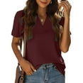 thumbnail image 2 of EQWLJWE Hauts à Col en V pour Femmes, Blouse Décontractée à Manches Courtes, Tunique d'Été pour Femmes 2023, 2 of 9