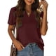 thumbnail image 2 of Mujeres sueltas casual manga corta cuello pico sólido casual blusa camiseta túnica tops Fridja  zx4117, 2 of 9