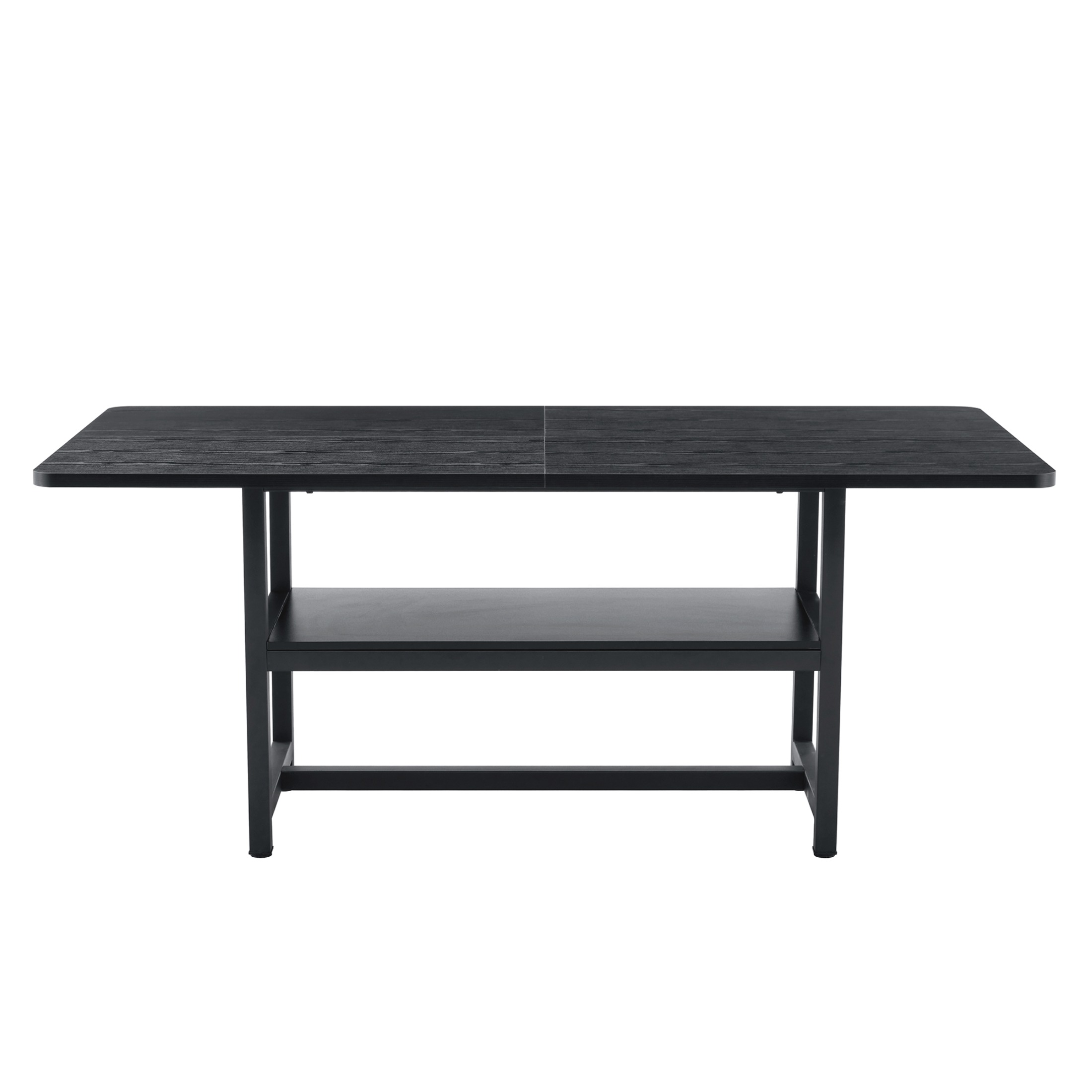 71" Dining Table, Minimalist Kitchen Table for 4-6, MDF Dinner Table with Metal Legs, for Kitchen, Dining Room, Black