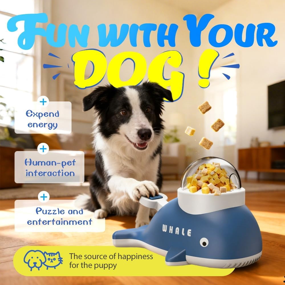Interactive Treat Toy for Dogs, Whale-Shaped Slow Feeder Puzzle Toy for Small to Large Breeds, Dog Enrichment, Training, Exercise & Boredom Relief(RL  ABS 1 PC)