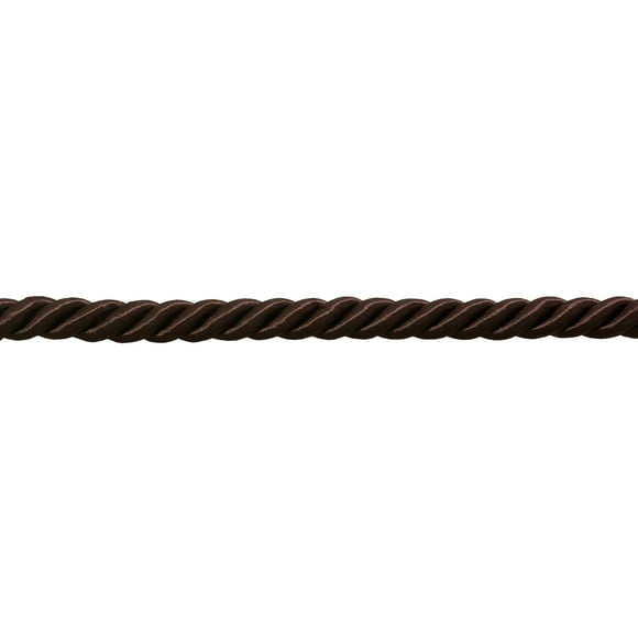 Garniture de Corde Torsadée Décorative 3 Plis de 3/8 Pouces (1 cm) (Style No 0038NL), Brun Moka No D2 (Brun Chocolat Foncé) 12 Yards (36 Pi/11 m)