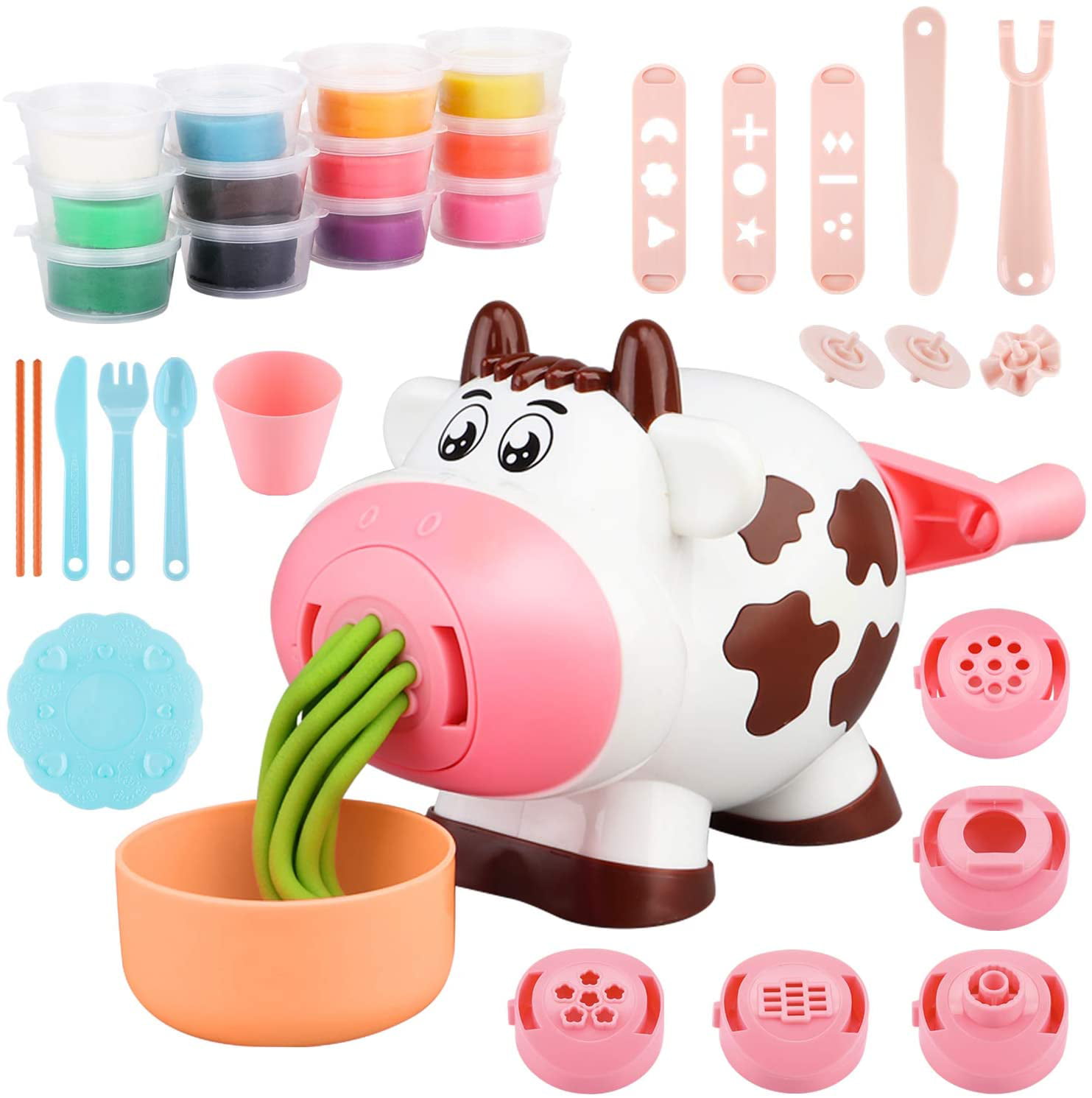 DIY Funny Cow Shape Noodle Machine Playdough Toy Kids Educational