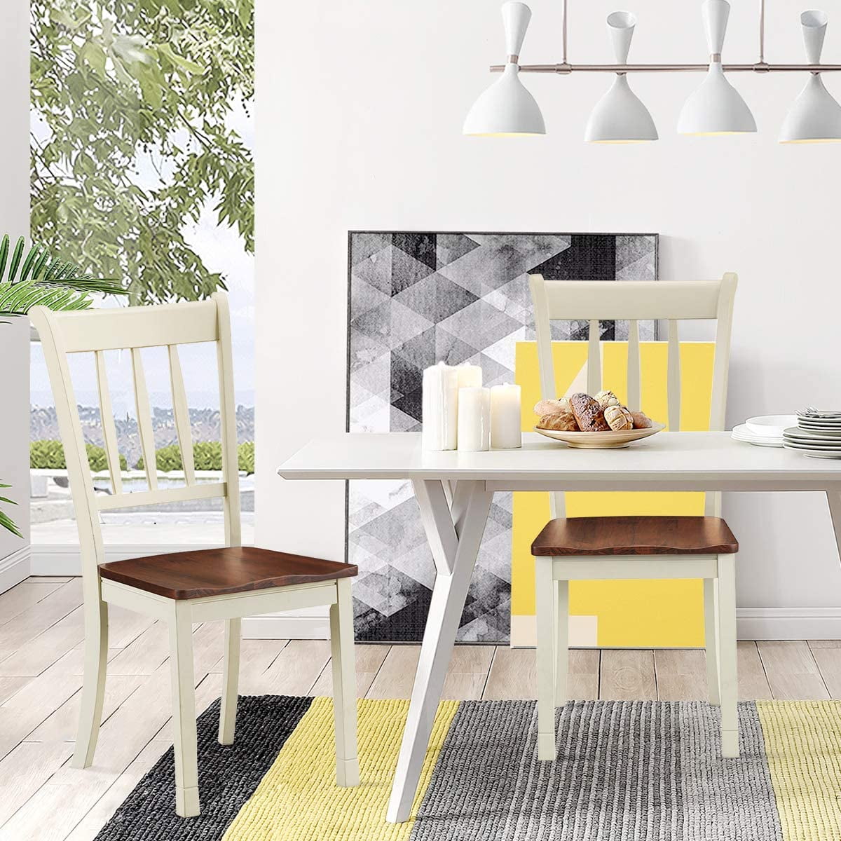 YCH Solid Wood Whitesburg Dining Chairs Set of 4 Spindle Back Wood