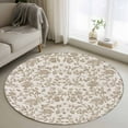 thumbnail image 2 of Farmhouse Khaki Large Area Rugs for Bedroom Living Room, Soft Non Slip Carpet Bedside Rug, Vintage Flower Leaf Botanical Plant Round Floor Cover Kitchen Accent Rug 3.3' for Dining Room/Office, 2 of 9
