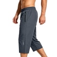 thumbnail image 3 of Eagokdc Sweat Capris Men Cotton Casual Drawstring Elastic Waist Loose Big And Tall Capri With Pockets Size XL-5XL, 3 of 8