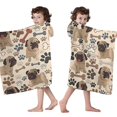 thumbnail image 4 of Pug and Footprint Hooded Bath Towel，50"x30" for Ages 3 To 12 Kids, Quick Dry Lightweight Soft Microfiber Hood Beach Towel Cover Up for Kids, 4 of 7