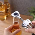 thumbnail image 5 of Abridor de vino, abridor de botellas de vino de aleación de zinc, sacacorchos de ala resistente, sacacorchos manual multifuncional para camarero, Silver-2pcs, 5 of 5