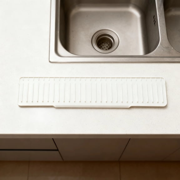 Silicone Sink Protector For Kitchen Sink, 19.7 x 3.9 in / 50 x 10 cm, Foldable Baffle Splash Guard, Dish Drying Mat Pad, Kitchen Countertop Protector, Gray