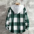 thumbnail image 6 of ZCFZJW Men's Flannel Plaid Hoodie Shirts Winter Fall Plush Thick Warm Long Sleeve Drawstring Casual Vintage Button Down Splicing Hooded Outwear Shirt Jacket with Pocket Green XL, 6 of 10