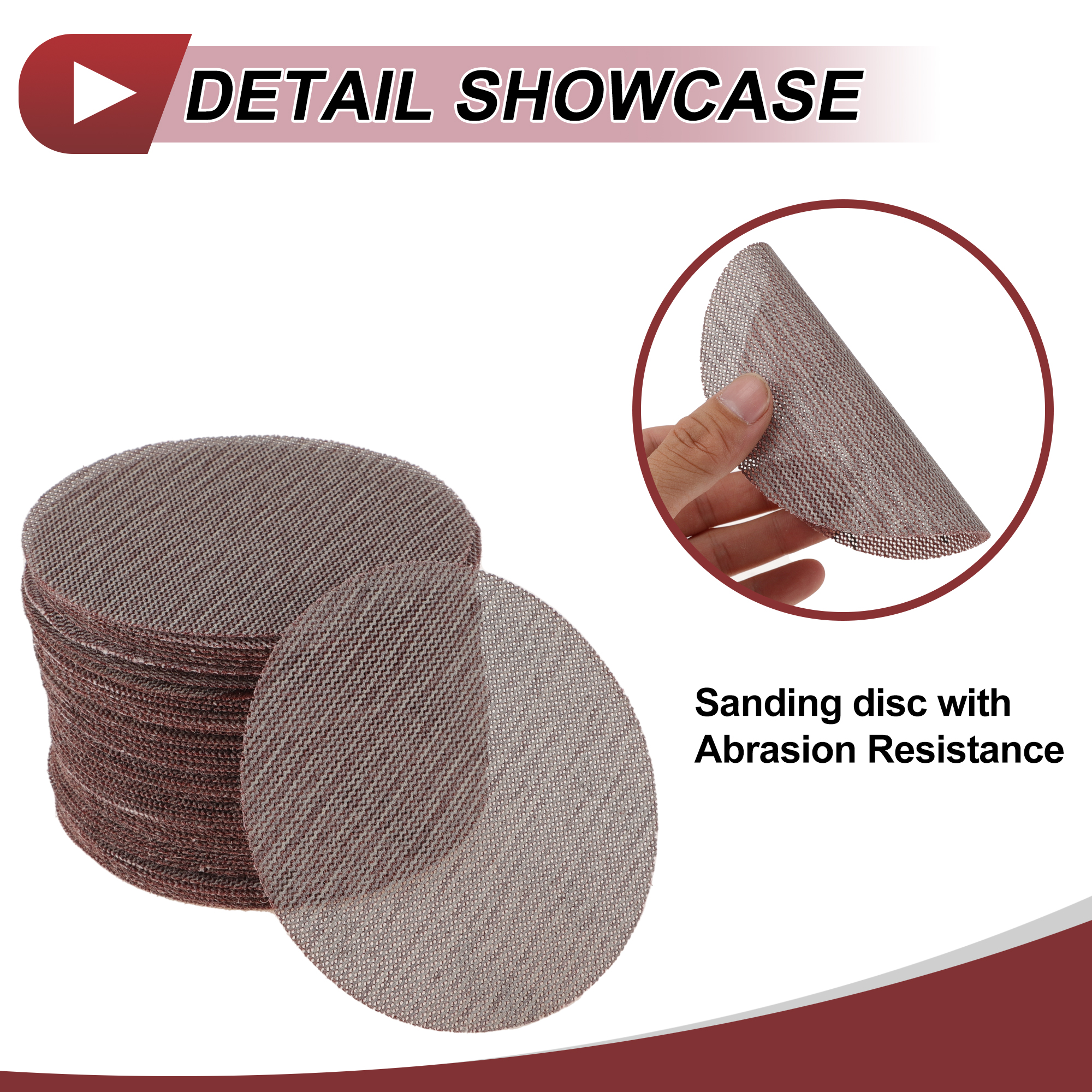 Unique Bargains 50 Pcs 5in Abranet Sanding Mesh Hook Loop Dust Free Net ["120"]