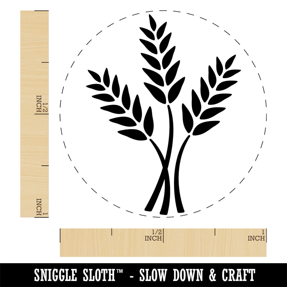 Wheat Stems Bread Baking Self-Inking Rubber Stamp Ink Stamper - Brown Ink - Medium 1 Inch