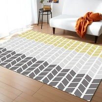 Area Rugs 2x3 Ft Geometric Yellow Gray Black Chevron Non-Slip Washable Rug Indoor Rug Floor Mats Non Shedding Carpet for Living Room Bedroom Dining Room Home Decor
