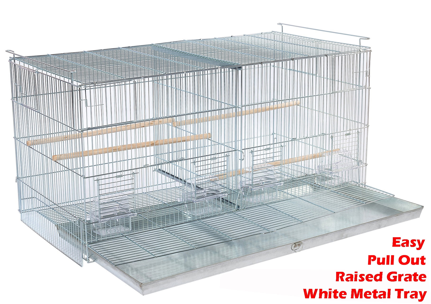 4 of LARGE Stainless Galvanized Zinc Plated Stackable Double Breeding Breeder Flight Bird Cage Center Dividers With Side Breeding Nest Box Doors