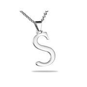 AROMITA JEWELRY Aromita Stainless Steel Silver 26 Letters Initials S Jewelry Men Women Necklace Pendant Unisex