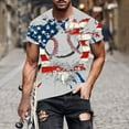 thumbnail image 2 of Yufatyle 4th of July Shirts for Men Round Neck Mens Fashion Shirts Short Sleeve American Flag Short Sleeve Patriotic Independence Day Tee Top Summer Beach Casual Short Sleeve, Gray-XL, 2 of 6