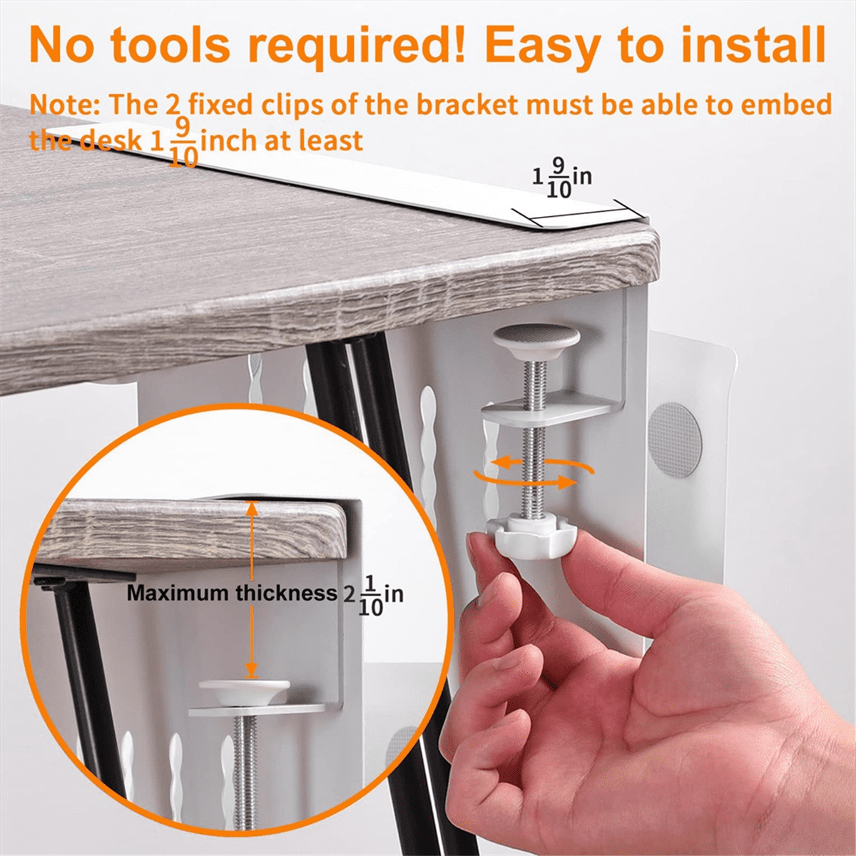 Desk Side Storage Under Desk Storage, Steel Hanging Desk Organizer, Laptop Holder, with Pen Holder,Desk Storage Holder,B