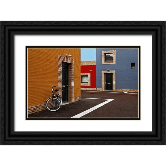 Claes, Gilbert 14x10 Black Ornate Wood Framed with Double Matting Museum Art Print Titled - colored facades