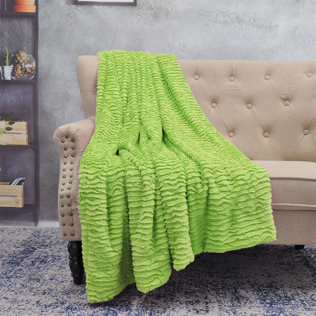 Cobija Colleen DE Pelo Sintético Tipo Animal Home Soft Things Manta DE Lujo Suave Y Acogedora 152x177cm Citrón Obscuro/Verde