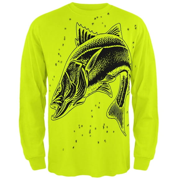 Snook Sergeant Fish Robalo Mens Long Sleeve T Shirt Safety Green X-LG