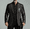 Black, variant on Men's Patchwork Crocodile PU Leather & Wool Blend Blazer, Single-Breasted Notch Lapel Slim Fit Sport Coat with Contrast Stitching