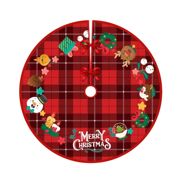 Txlixc Falda de árbol de Navidad de 35 pulgadas, alce de dibujos animados / almohadilla de Navidad de impresión de copo de nieve Txlixc moda