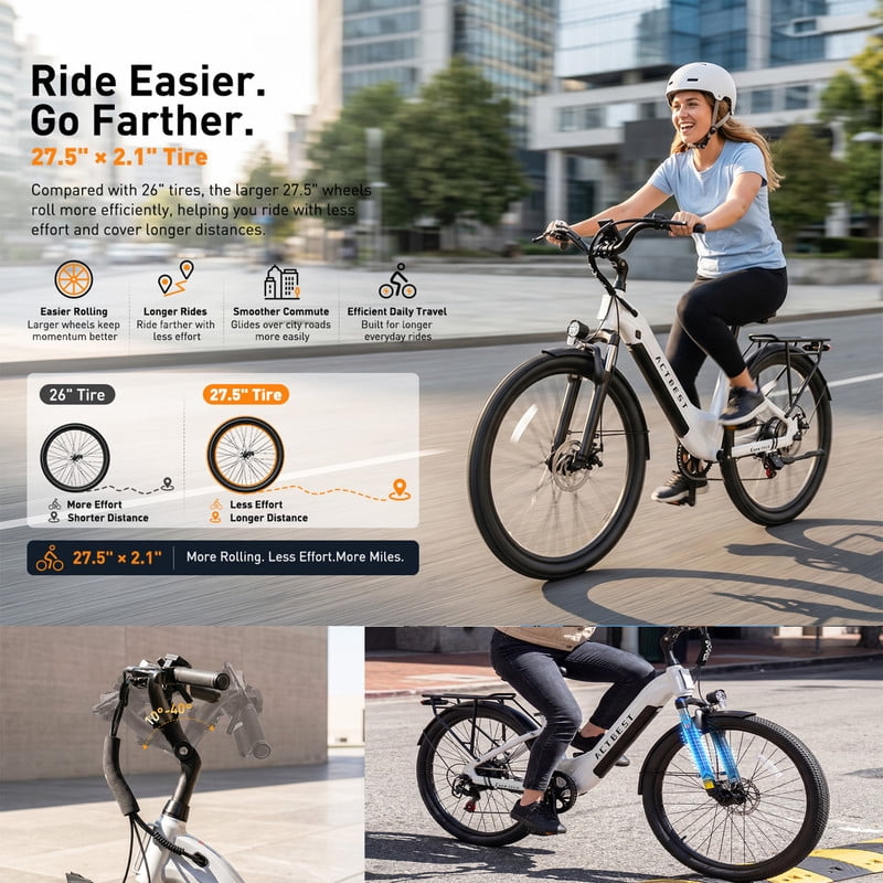 Electric Bike for Adults,over 1200W Peak Motor Ebike,Up to 55Miles,over 20MPH E Bicycle,7-Speed with Free Lock,(Blue)