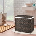 thumbnail image 3 of Costway 110L 3-Section Laundry Hamper w/Lid&Handle PE Rattan Clothes Hamper w/Liner Bag, 3 of 10