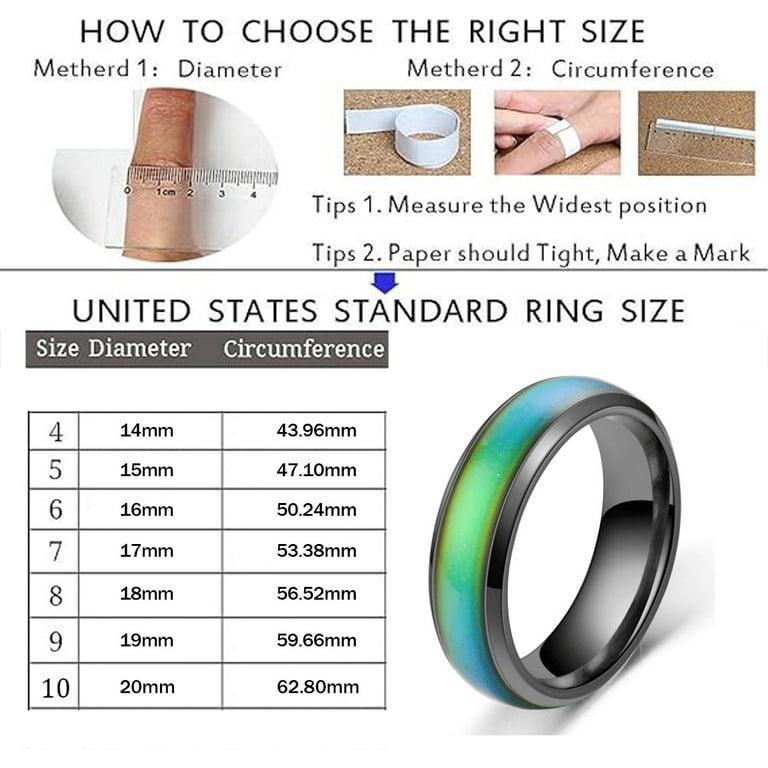 Stainless Steel Temperature Changing Color Mood Rings Unisex