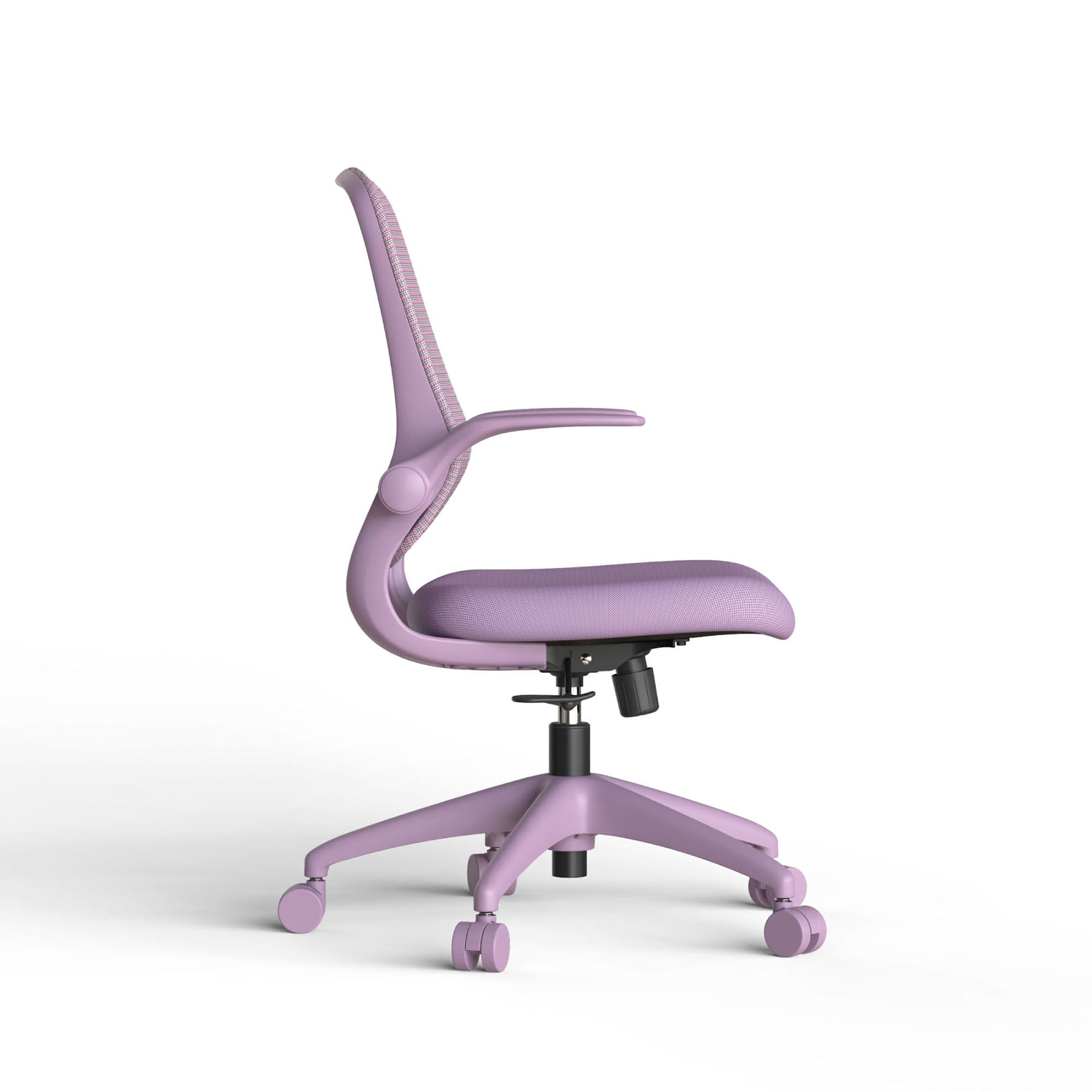 S-HOME Modern Ergonomic Mesh Back Office Chair With Fireproof Nylon Fabric, Rotating Design And Gas Lift For Support, Adjustable Height And Flip-Up Armrests  For Home Offices, Purple
