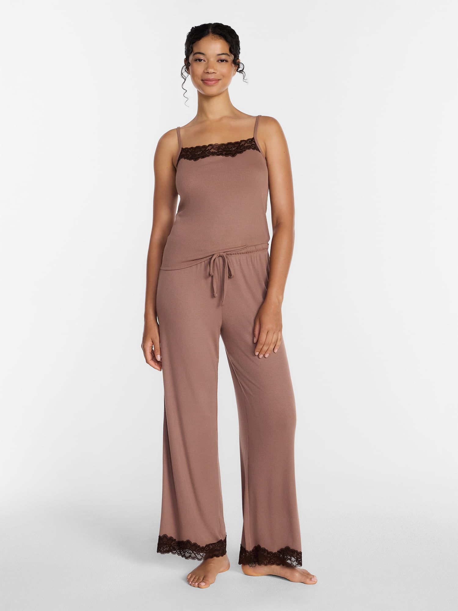 Joyspun Women’s Rib Lace Cami, Sizes XS to 3X