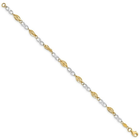 Diamond2Deal - 14k Two-Tone Gold Infinity Symbol 7.5in Bracelet 7.5inch ...