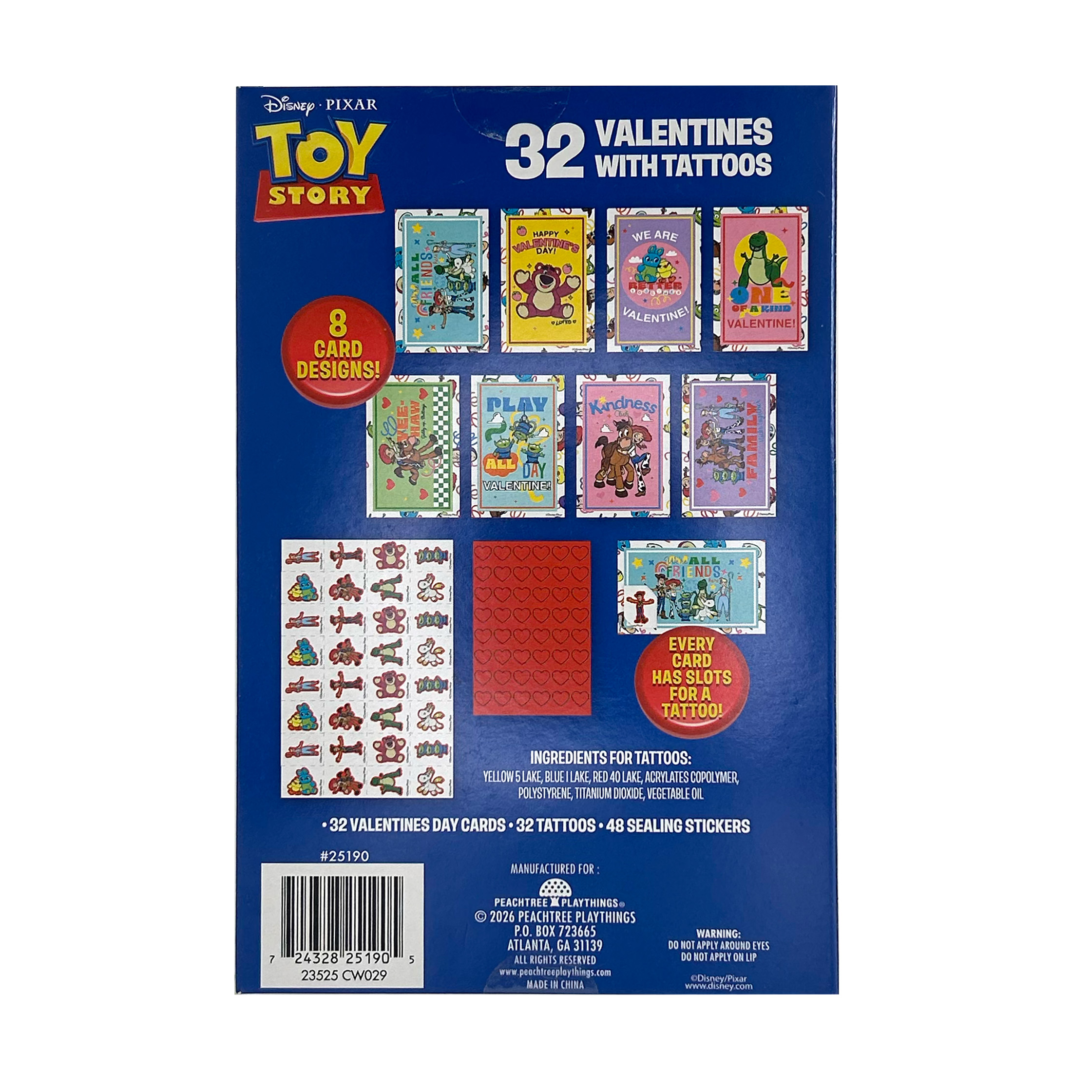 Disney Toy Story Valentine's Day Exchange Cards with Tattoos, 32 Count