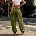 thumbnail image 7 of Cotton Linen Pants Women Elastic Ankle High Waist Drawstring Joggers Loose Fit Casual Summer Harem Trousers, 7 of 7