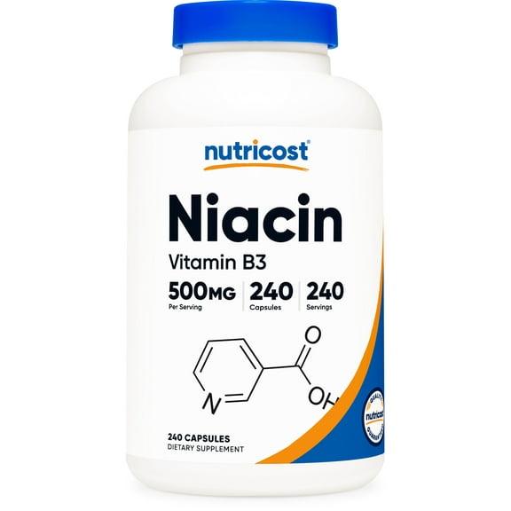 Nutricost Niacin (Vitamin B3) 500mg, 240 Capsules - Gluten Free and Non-GMO Supplement